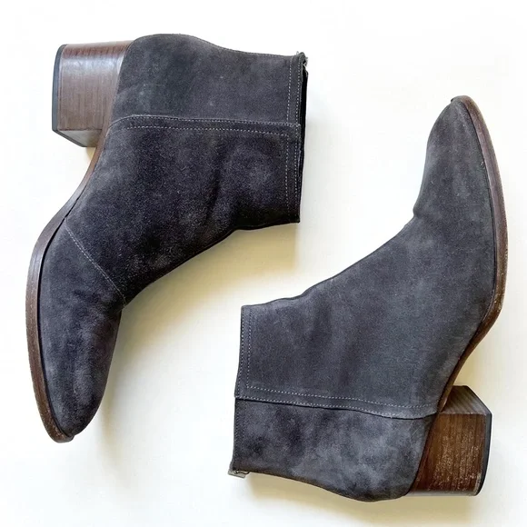rag & bone WESLEY Suede Leather Gray Brown Ankle Boots Booties Stacked H… - Picture 3 of 14